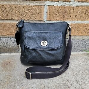 Coach Black Leather Turnlock Park Crossbody 49170